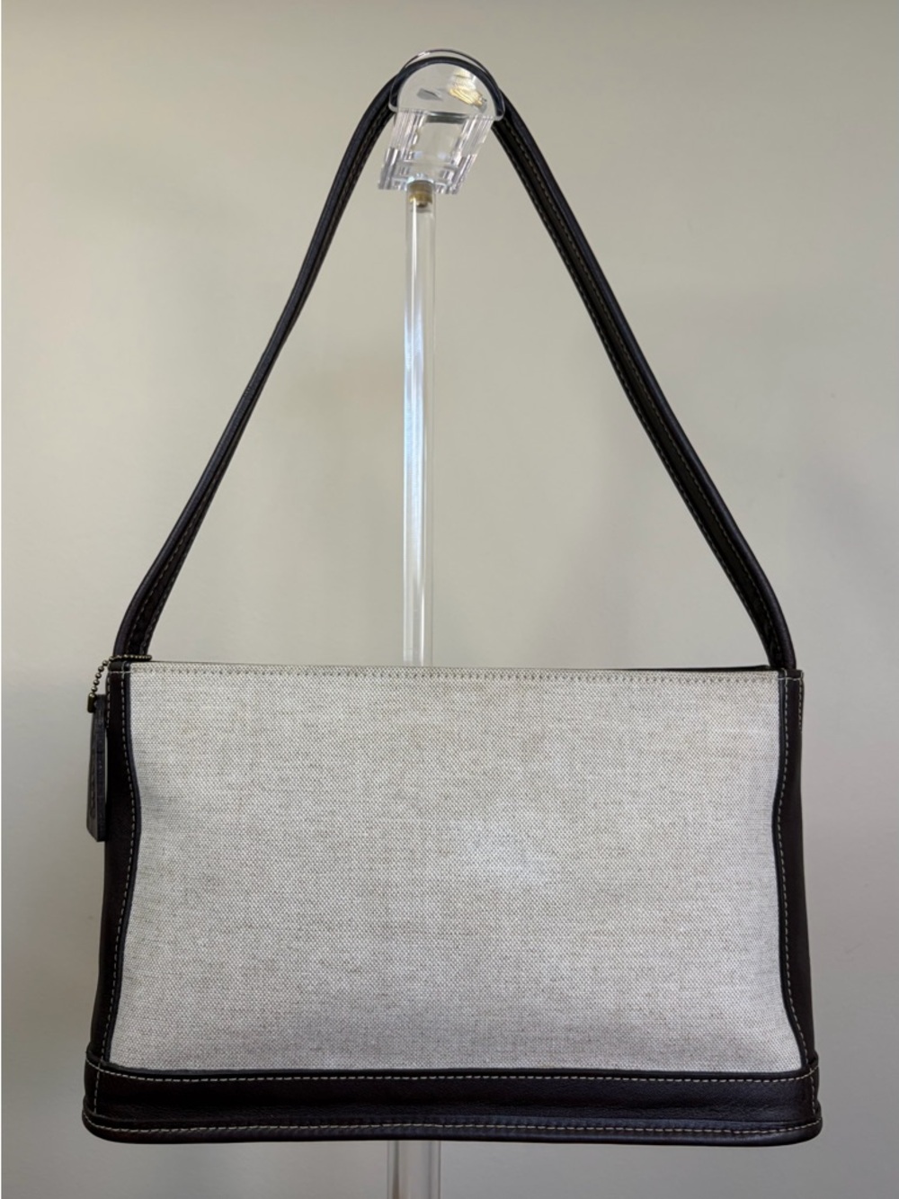 Vintage COACH Large Bleeker Zip Shoulder Bag Canvas Brown Leather 6124 EUC - Picture 5 of 17
